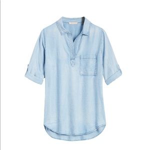 Chambray 3/4 sleeve top